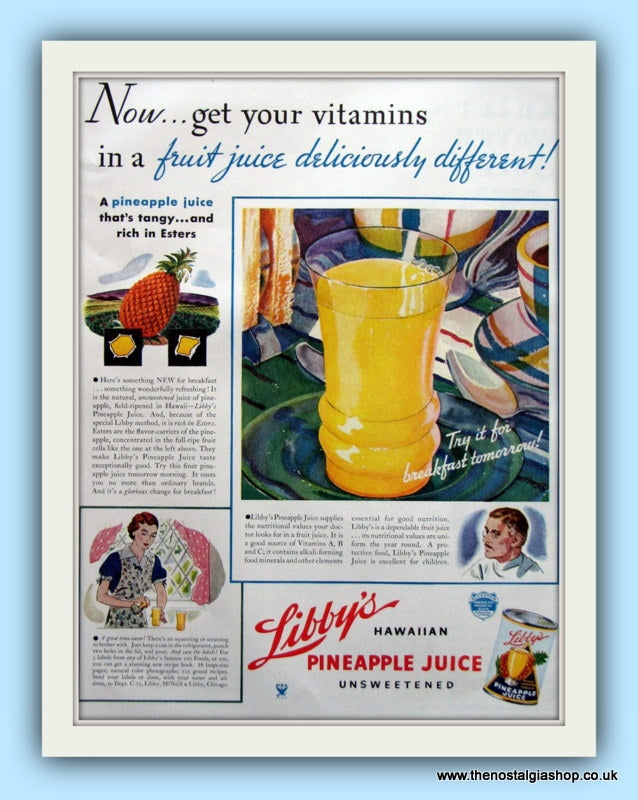Libby's Pineapple Juice. Original Advert 1935 (ref AD8121)