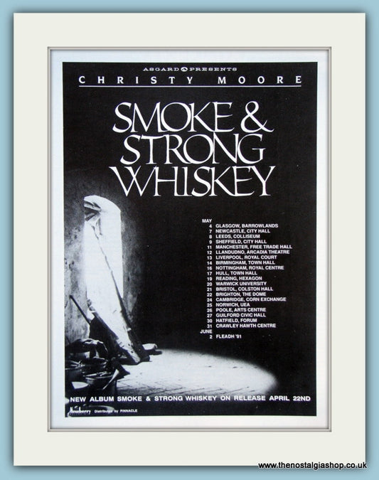 Christy Moore Smoke & Strong Whiskey Original Music Advert 1990 (ref AD3775)