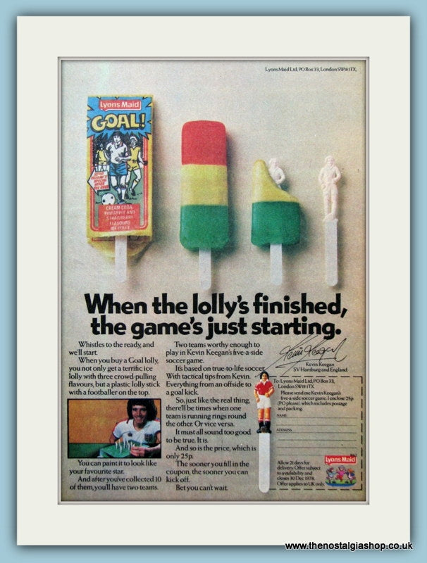 Lyons Maid Goal Ice Lolly Original Advert 1978 (ref AD2667)