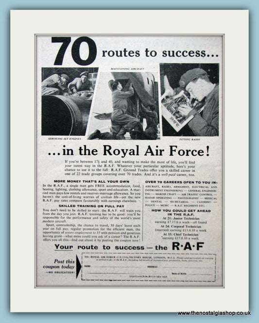 Royal Air Force Route To Success Original Advert 1957 (ref AD6294)
