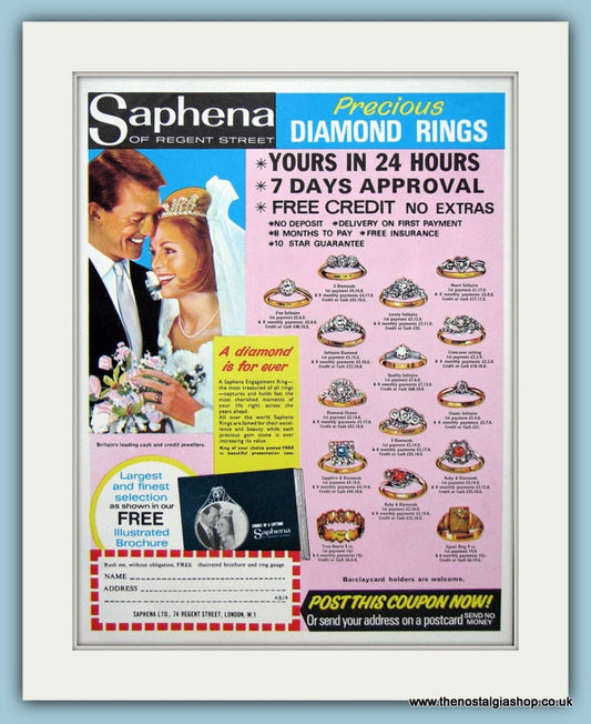 Saphena Diamond Rings Original Advert 1968 (ref AD6196)