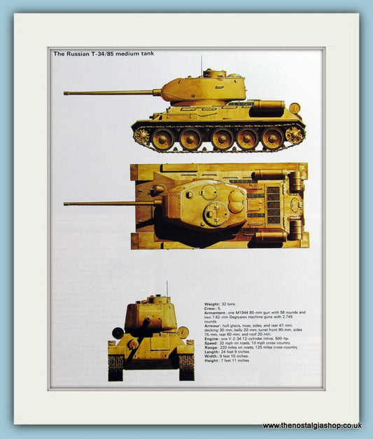 Russian T-34/85 Medium Tank Print (ref PR469)