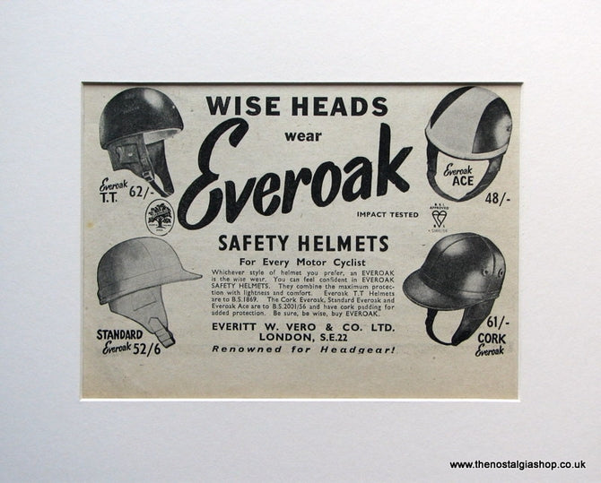 Everoak Safety Helmets . 1951 Original advert (ref AD1601) The