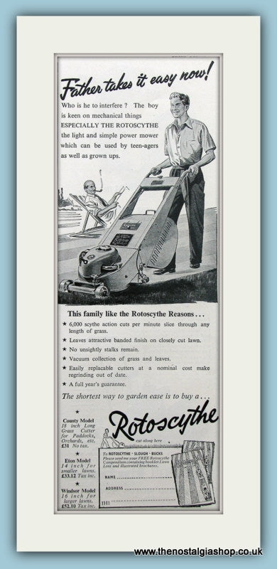 Rotoscythe Motor Mower. Original Advert 1953 (ref AD4595)