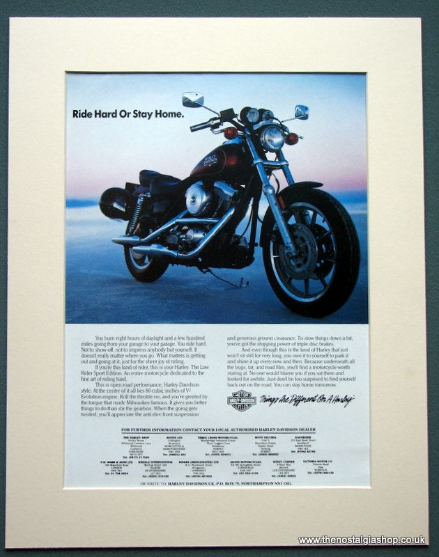 Harley Davidson Low Rider Sport. Original advert 1990 (ref AD1231)