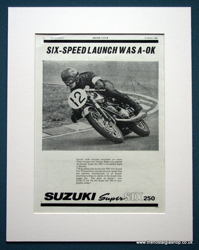Suzuki Super SIX 250 Motorcycle. Original advert (ref AD1218)