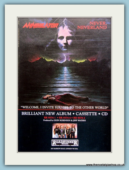 Annihilator Never, Neverland 1990 Original Advert (ref AD3157)