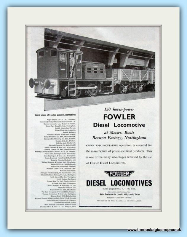 Diesel Shunter Locomotives double advert 1951 (ref AD6215)