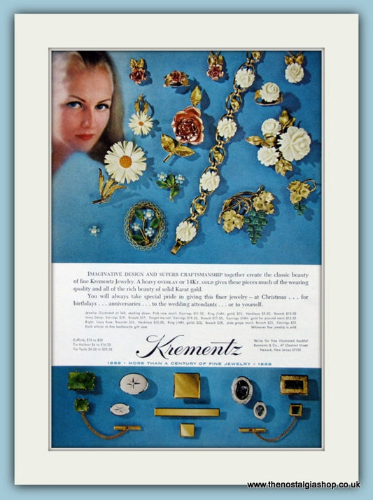 Krementz Jewellery Set Of 3 Original Adverts 1965, 1967 & 1969 (ref AD6174)