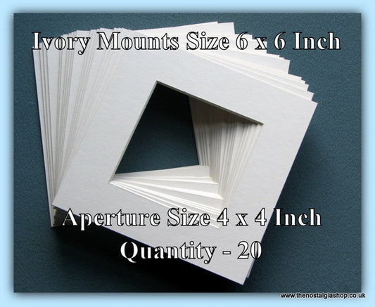 Mounts. Ivory, Size 6 x 6 Inch. Quantity 20 Mounts.