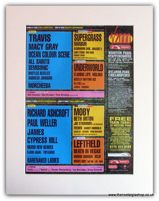 V 2000 Festival Advert. Travis, Paul Weller (ref AD1816)