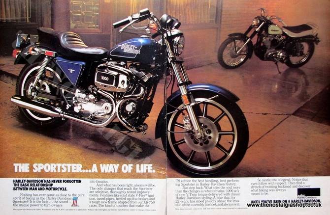 Harley Davidson Sportster. Original advert 1979 (ref AD1290)
