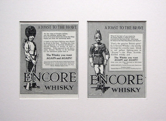 Encore Whisky. Original double advert 1915 (ref AD1520)