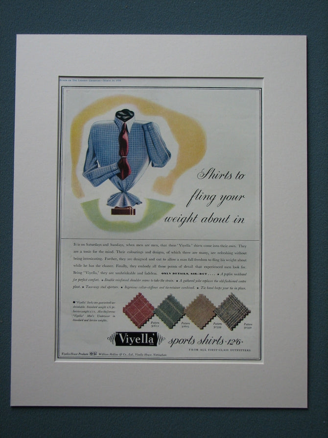 Viyella Shirts 1938 Original advert (ref AD840)