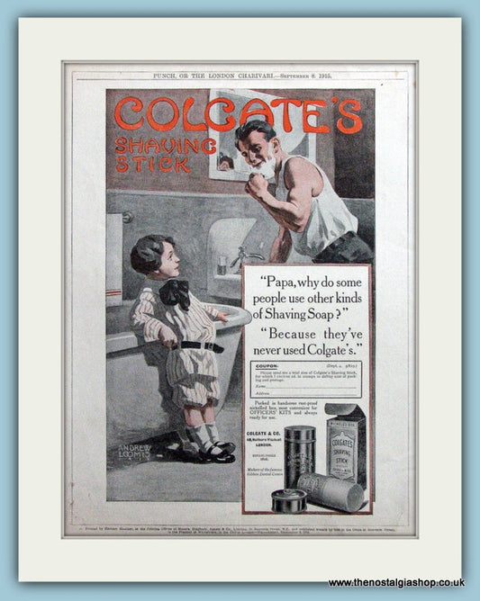 Colgate's Shaving Stick. Original Advert 1915 (ref AD4514)