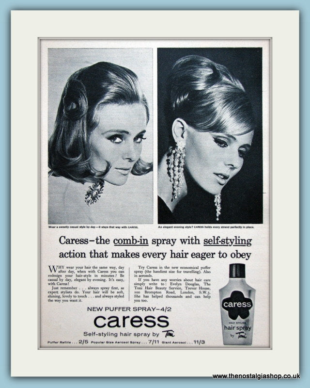 Caress Hair Spray Original Advert 1963 (ref AD3640)