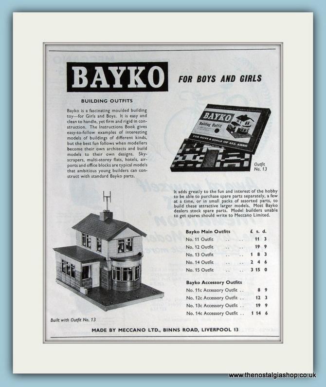 Bayko Building Outfits. 2 x Original Adverts 1960's (ref AD2808)