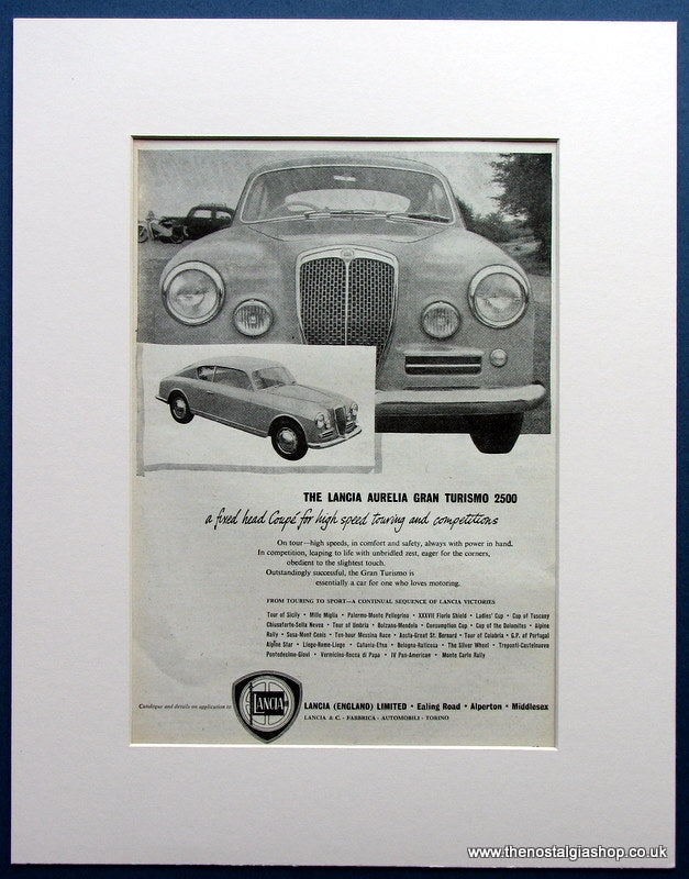 Lancia Aurelia Gran Turismo 2500 1954 Original Advert (ref AD1678)