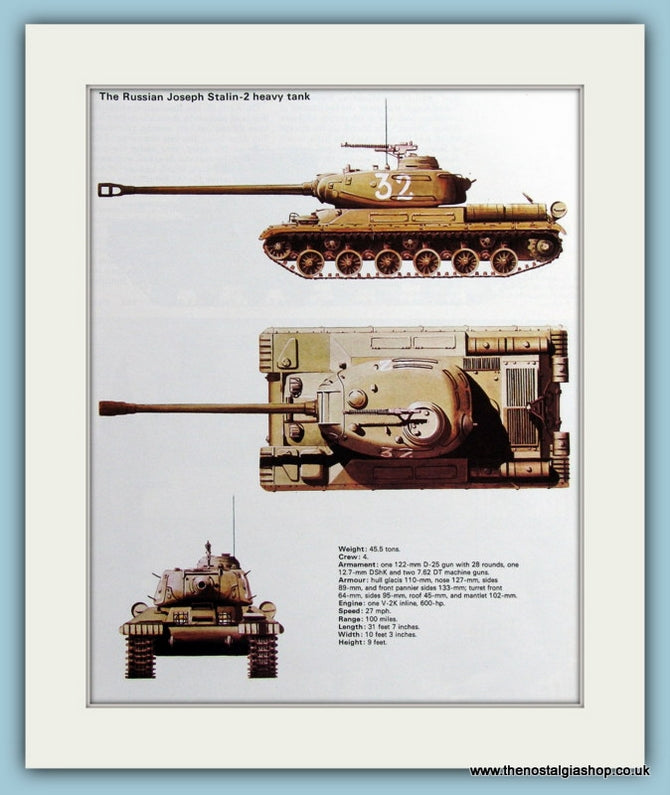 Russian Joseph Stalin-2 Heavy Tank Print (ref PR472)