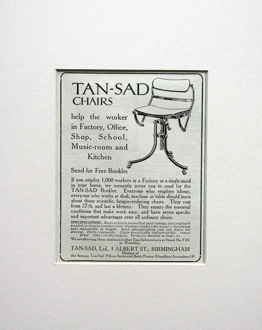 Tan-Sad Chairs Original Advert 1924 (ref AD1510)