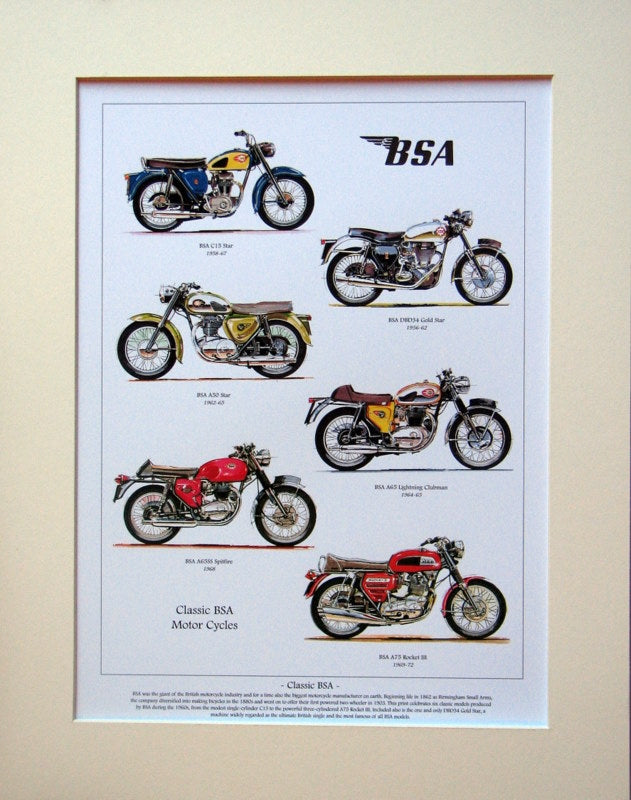 BSA Motorcycles Mounted print