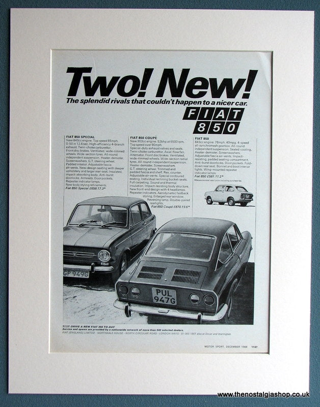 Fiat 850 Special,Coupe 1968 Original Advert (ref AD1746)