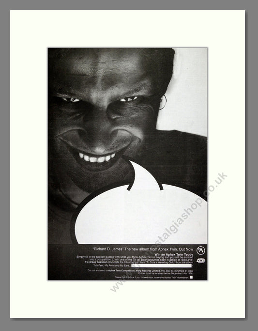 Aphex Twin - Richard D James. Vintage Advert 1996 (ref AD16002)