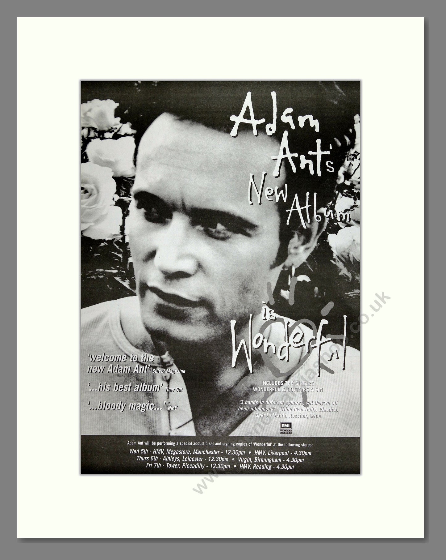 Adam Ant - Wonderful. Vintage Advert 1995 (ref AD16007)