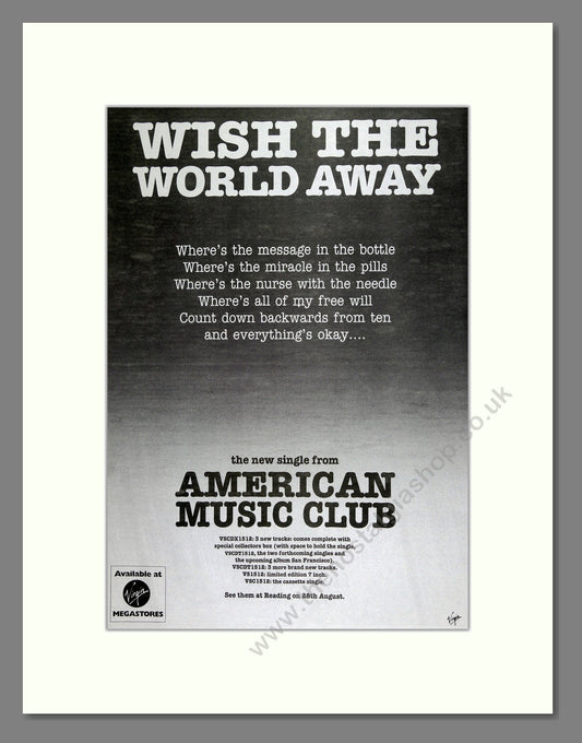 American Music Club - Wish the World Away. Vintage Advert 1994 (ref AD16020)