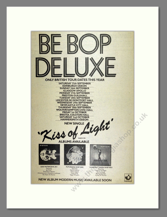 Be Bop Deluxe - Kiss of Light UK Tour. Vintage Advert 1976 (ref AD16082)