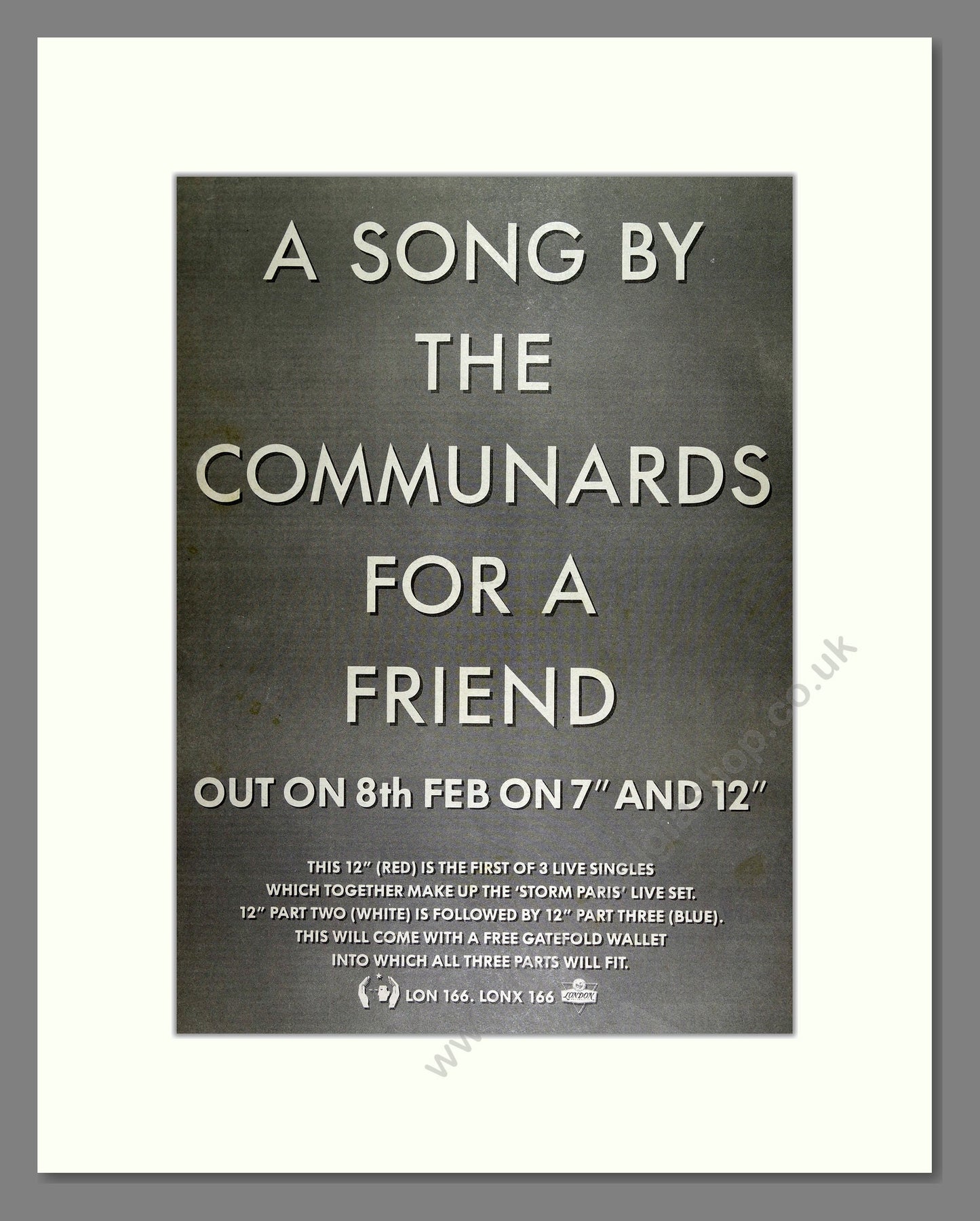 Communards (The) - For a Friend. Vintage Advert 1988 (ref AD16276)