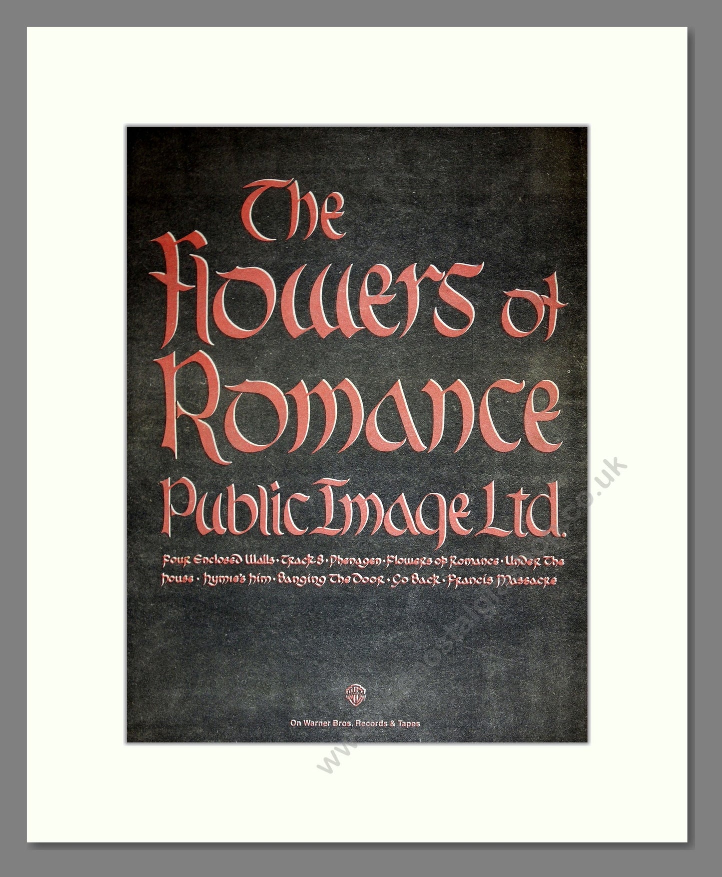 Public Image Limited (PIL) - The Flowers of Romance. Vintage Advert 1981 (ref AD16568)
