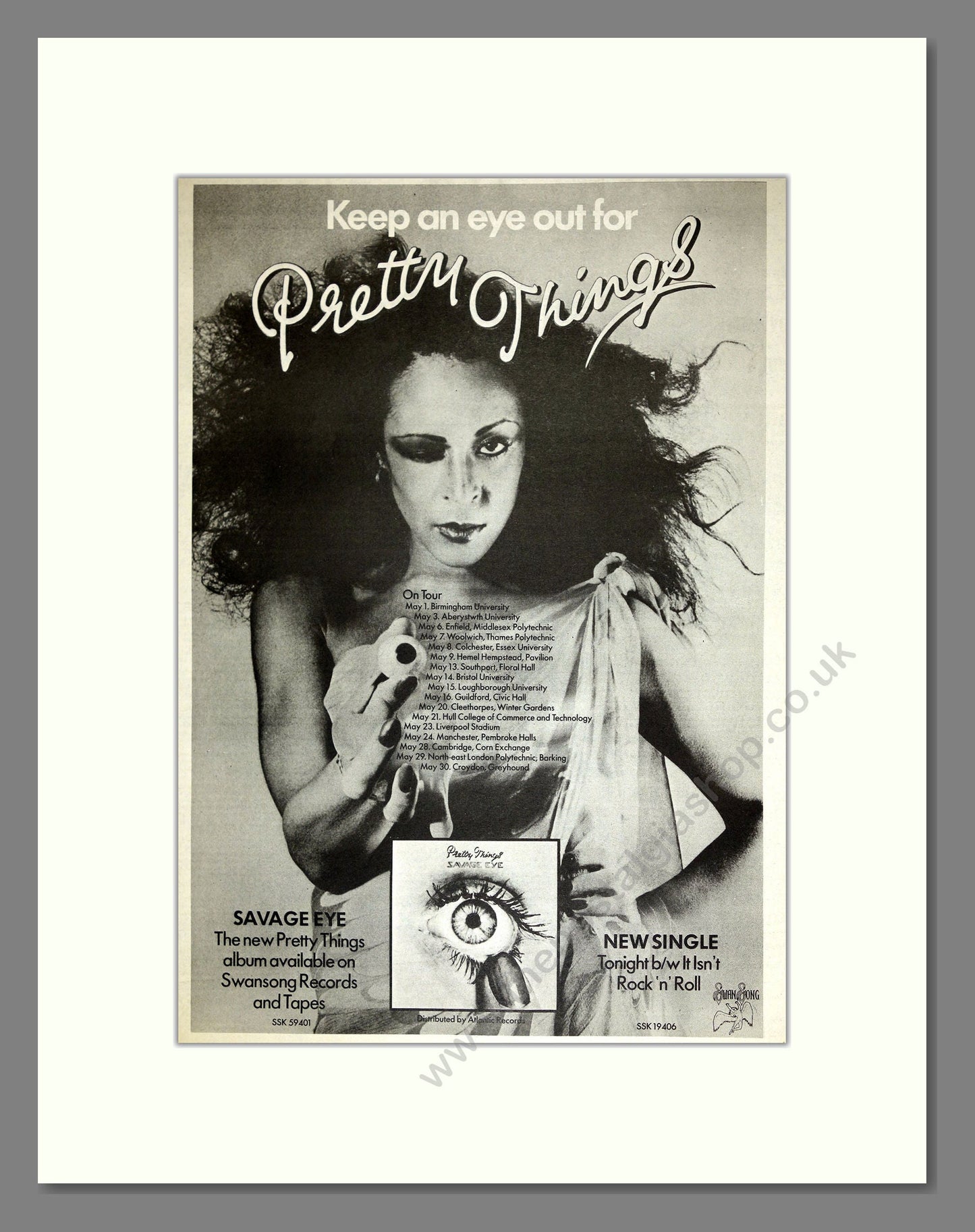 Pretty Things - Savage Eye. Vintage Advert 1976 (ref AD16587)