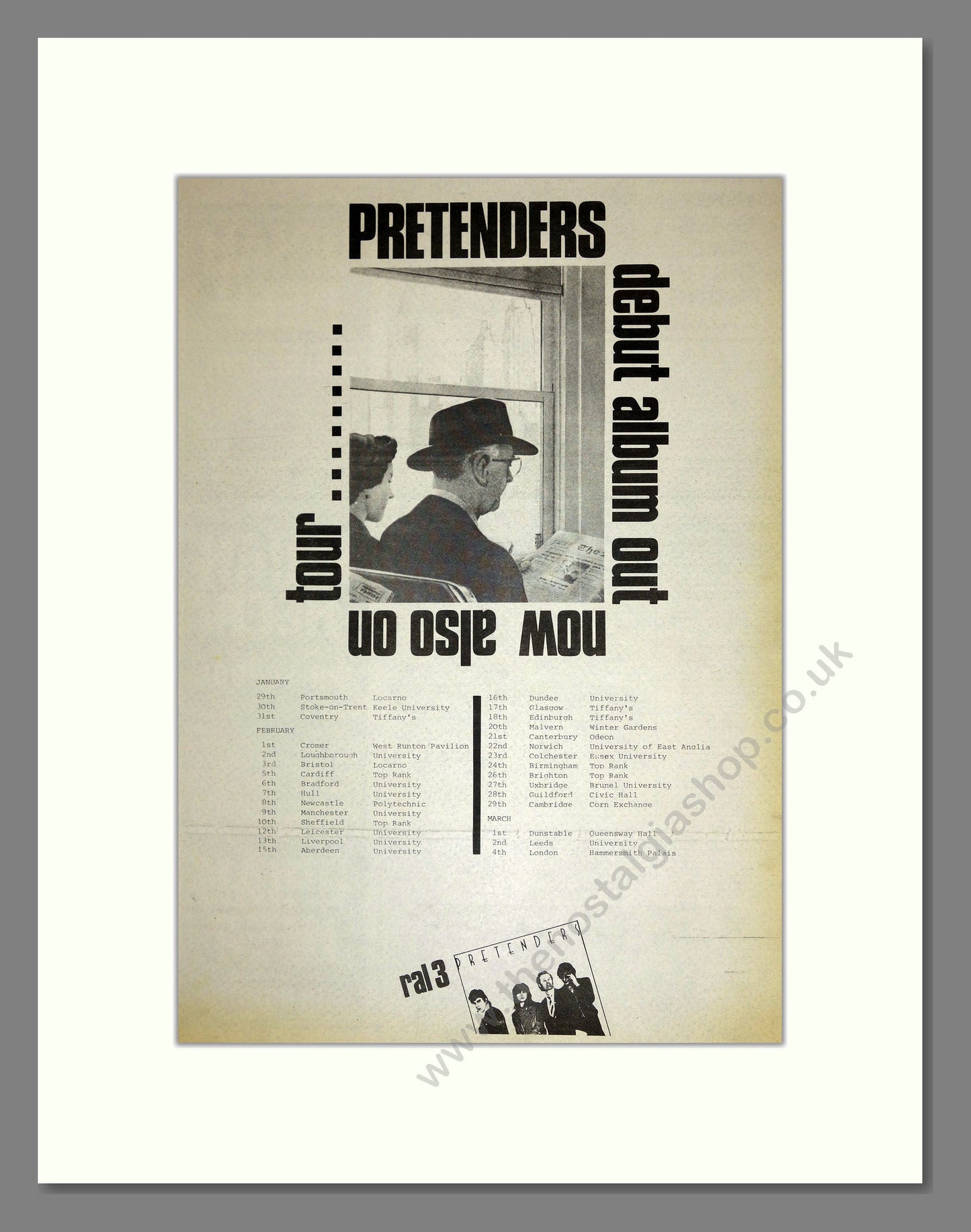Pretenders - Debut Album UK Tour. Vintage Advert 1980 (ref AD16595)