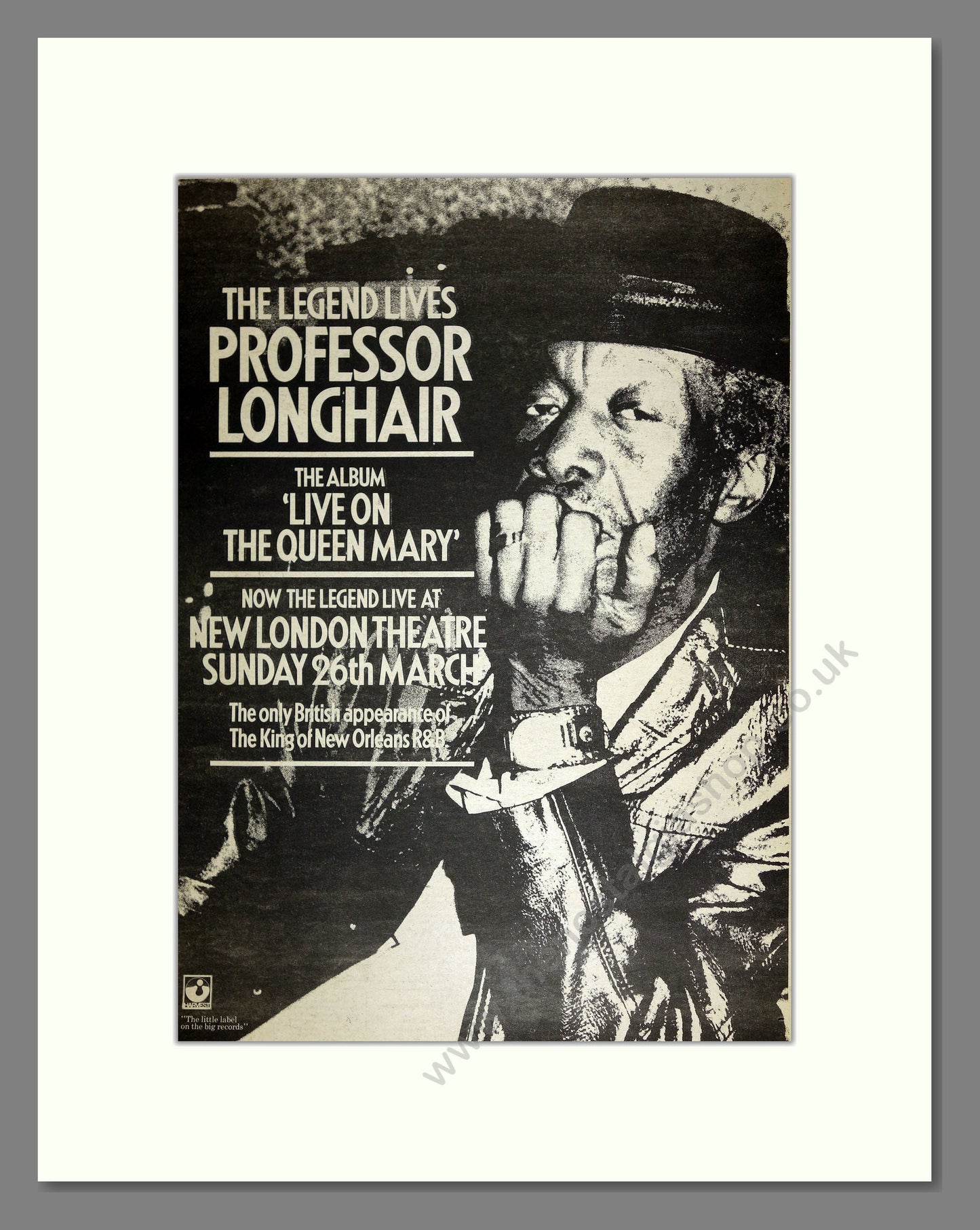 Professor Longhair - Live on The Queen Mary. Vintage Advert 1978 (ref AD16609)