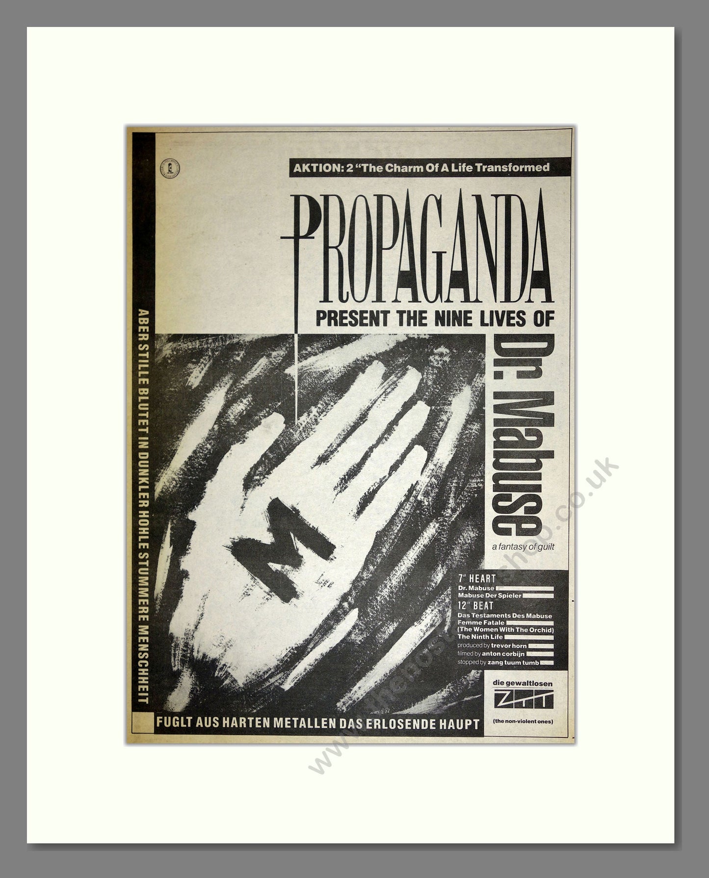 Propaganda - Nine Lives of Dr Mabuse. Vintage Advert 1984 (ref AD16619)