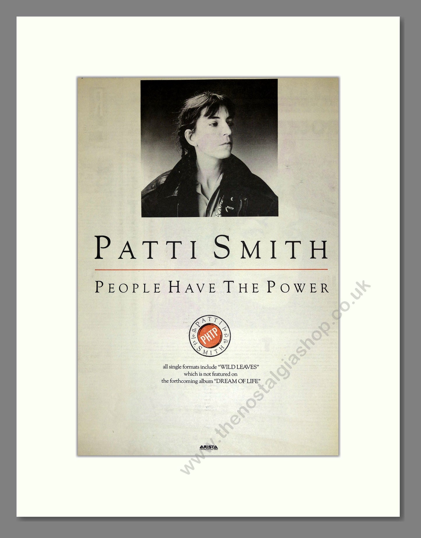 Patti Smith - People Have The Power. Vintage Advert 1988 (ref AD16635)
