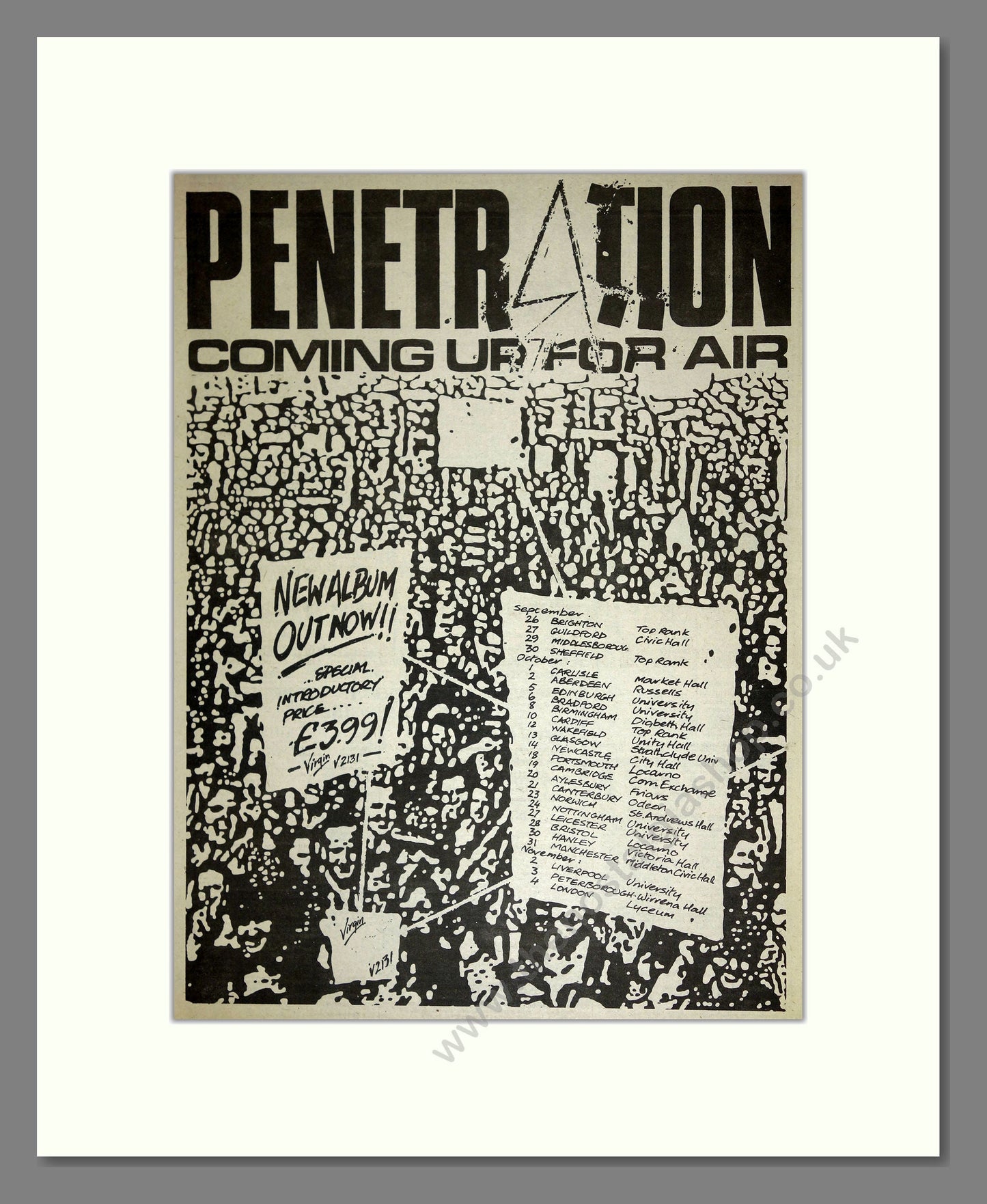 Penetration - Coming Up For Air (UK Tour). Vintage Advert 1979 (ref AD16643)