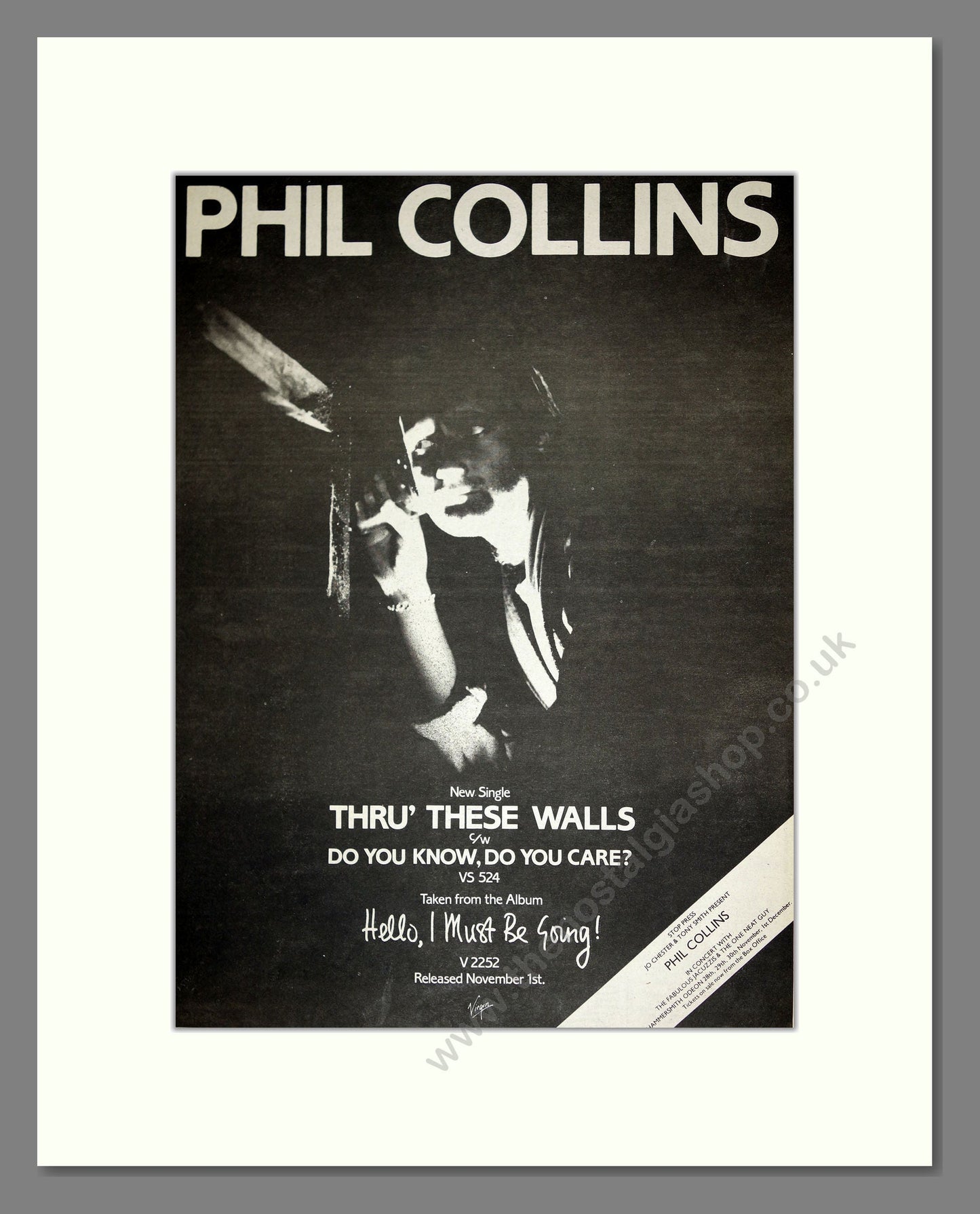 Phil Collins - Thru These Walls. Vintage Advert 1982 (ref AD16710)