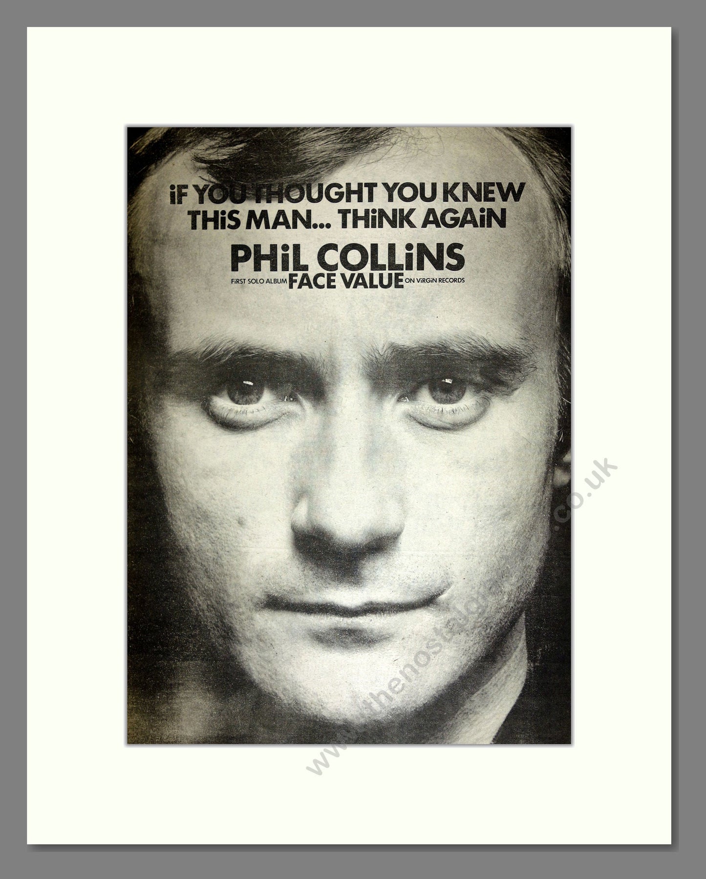 Phil Collins - Face Value. Vintage Advert 1981 (ref AD16711)