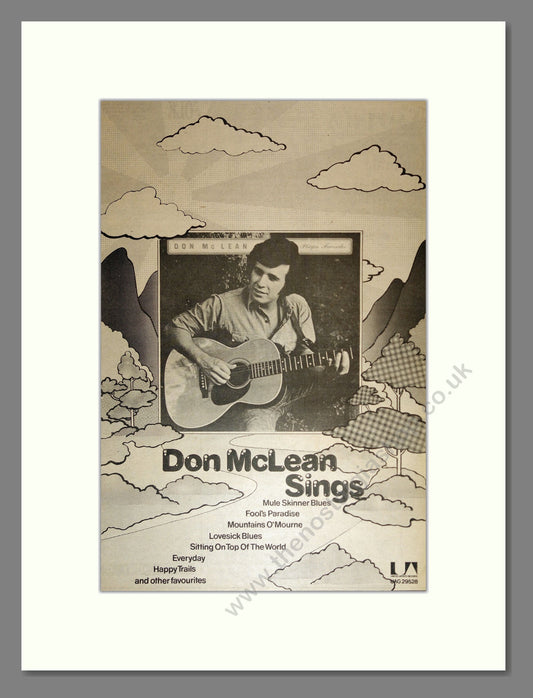 Don McLean - Don McLean Sings. Vintage Advert 1973 (ref AD16965)