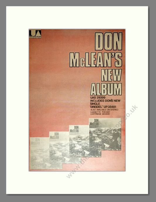 Don McLean - Dreidel. Vintage Advert 1972 (ref AD16966)