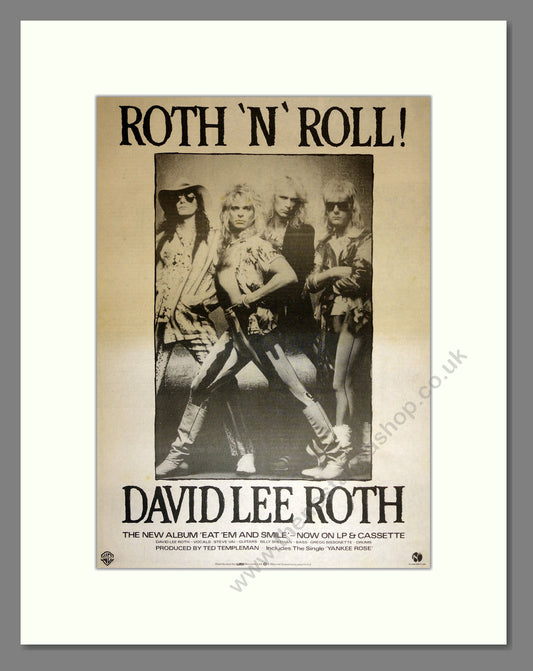 David Lee Roth - Roth n Roll. Vintage Advert 1986 (ref AD17026)