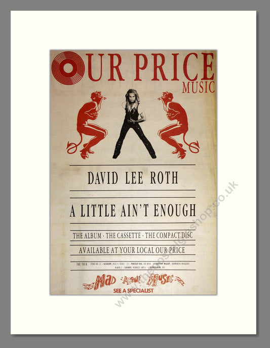 David Lee Roth - A Little Ain't Enough. Vintage Advert 1991 (ref AD17027)