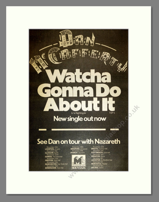 Dan McCafferty - Watcha Gonna Do About It (UK Tour). Vintage Advert 1975 (ref AD17033)