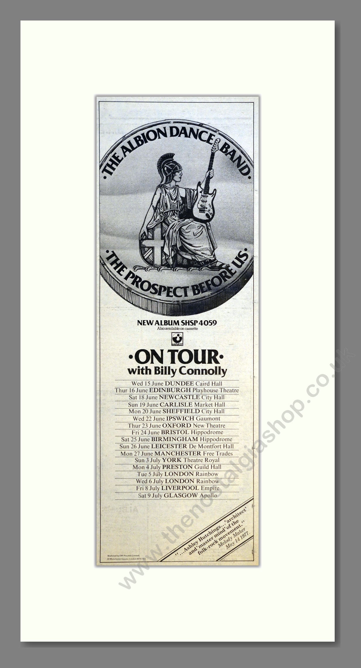 Albion Dance Band (The) - UK Tour with Billy Connolly. Vintage Advert 1977 (ref AD200811)