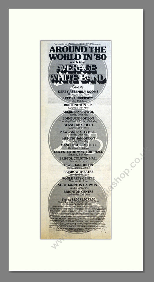 Average White Band - Around The World (UK Tour). Vintage Advert 1980 (ref AD200815)