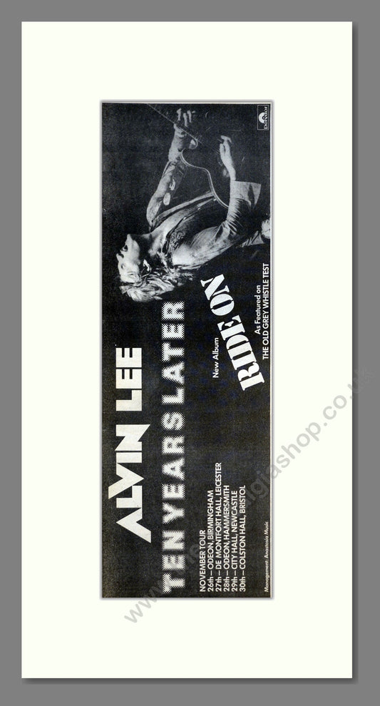 Alvin Lee - Ten Years Later (UK Tour). Vintage Advert 1979 (ref AD200816)