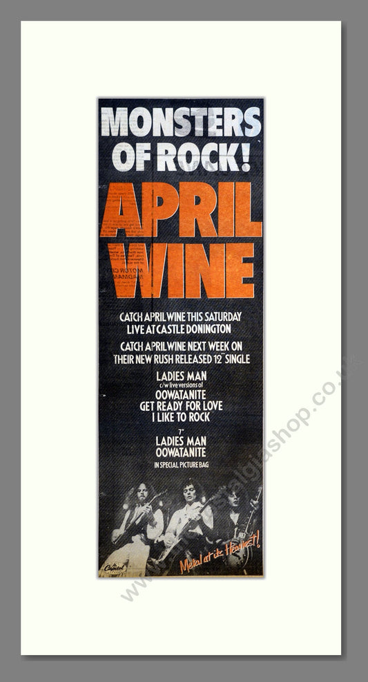 April Wine - Monsters of Rock. Vintage Advert 1980 (ref AD200820)