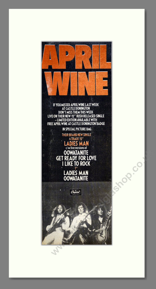 April Wine - Ladies Man. Vintage Advert 1980 (ref AD200821)